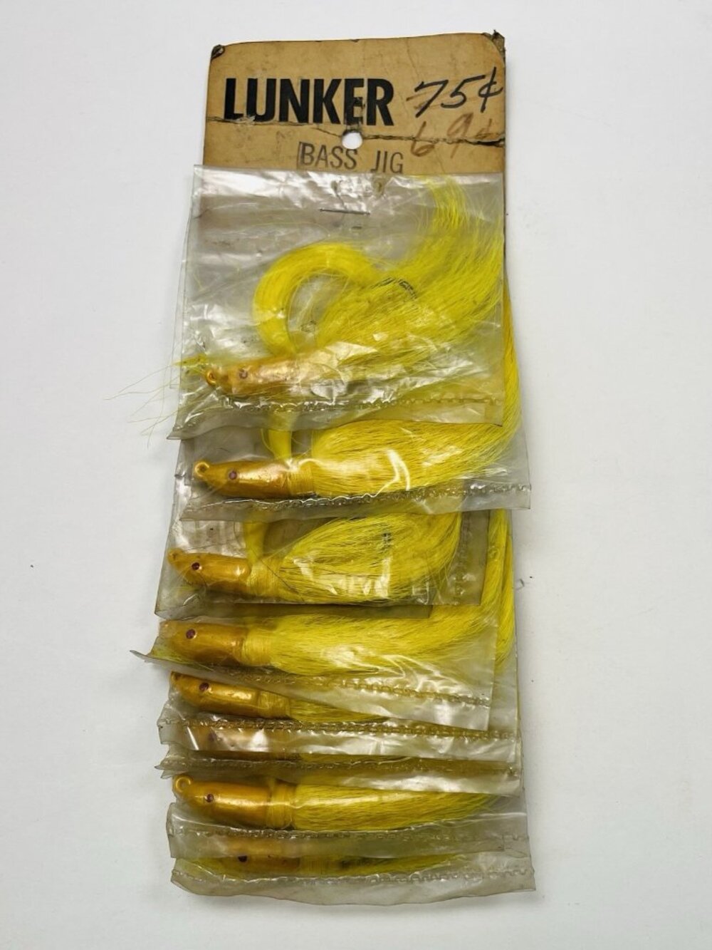 VTG Set 8 LUNKER Yellow Bass Jig Weighted FISHING LURES Fish NOP NEW